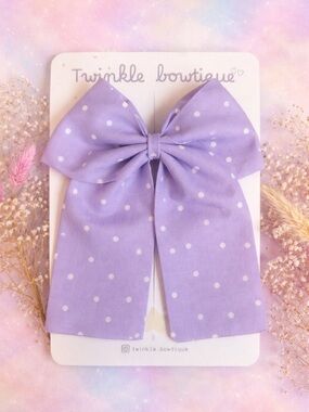 Twinkle Bowtique Lavender Polka Dot Hair Bow Clip